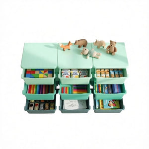 English Elm Chic Nine Drawer Kids Vertical Storage Tower Montessori Playroom Organizer in PP T3971P555185
