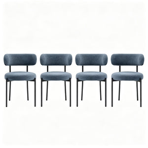 English Elm Round Sherpa Upholstered Dining Chairs Set of Four with Curved Back and Foam Cushion Seating T3971P555284