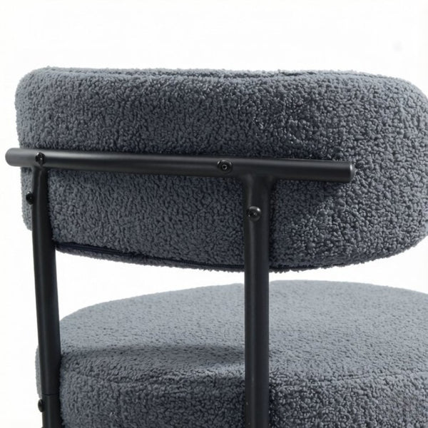English Elm Round Sherpa Upholstered Dining Chairs Set of Four with Curved Back and Foam Cushion Seating T3971P555284