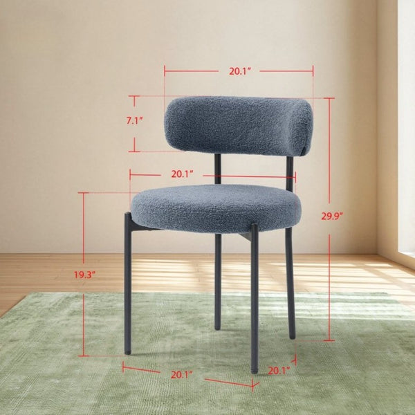 English Elm Round Sherpa Upholstered Dining Chairs Set of Four with Curved Back and Foam Cushion Seating T3971P555284