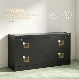 English Elm Narrow Entryway Bench with Flip Drawer Shoe Storage and Padded Linen Seat in Black T3971P555295