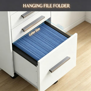 English Elm Mobile Locking Filing Cabinet on Wheels with 3 Drawers and Raised Edged Top T3971P555365