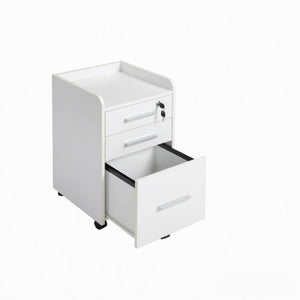 English Elm Mobile Locking Filing Cabinet on Wheels with 3 Drawers and Raised Edged Top T3971P555365