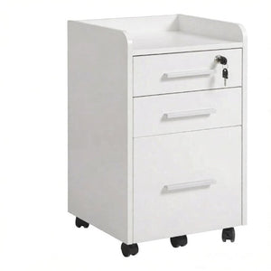 English Elm Mobile Locking Filing Cabinet on Wheels with 3 Drawers and Raised Edged Top T3971P555365