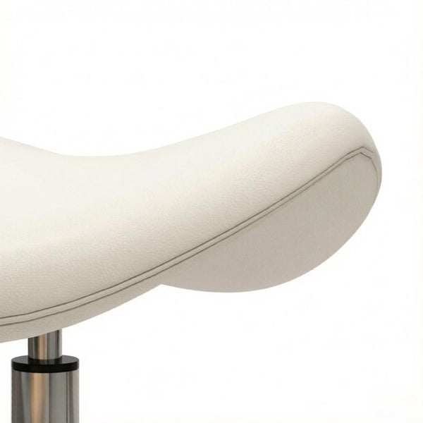 English Elm Adjustable Saddle Stool with PU Leather Seat Rolling Five Wheel Base for Spa Studios T3971P555393