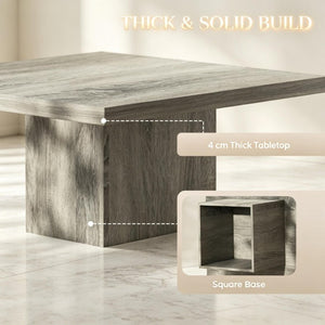 English Elm Modern Square MDF Coffee Table with Gray Wood Grain Finish for Contemporary Living Rooms T3971P555508