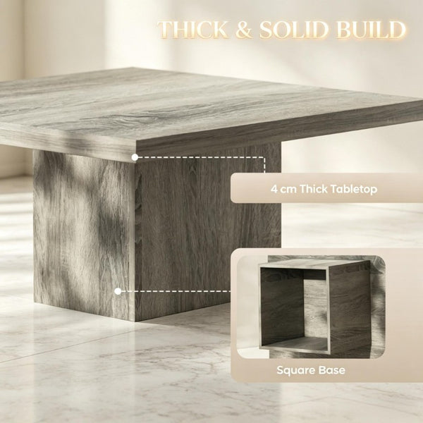 English Elm Modern Square MDF Coffee Table with Gray Wood Grain Finish for Contemporary Living Rooms T3971P555508