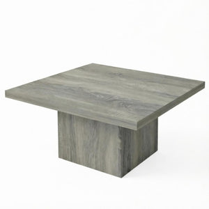English Elm Modern Square MDF Coffee Table with Gray Wood Grain Finish for Contemporary Living Rooms T3971P555508