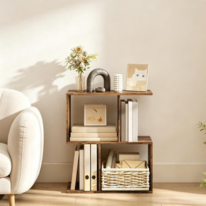 English Elm Modern S Curve Three Tier Narrow End Table with Open Shelves for Living Room Decor T3971P555531