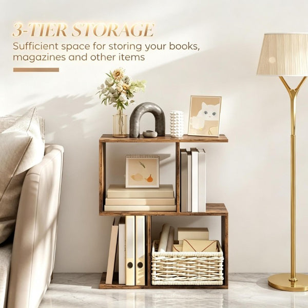 English Elm Modern S Curve Three Tier Narrow End Table with Open Shelves for Living Room Decor T3971P555531