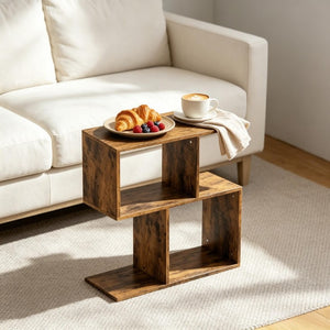 English Elm Modern S Curve Three Tier Narrow End Table with Open Shelves for Living Room Decor T3971P555531