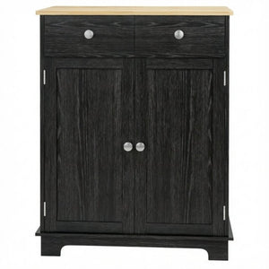 English Elm Compact Rubberwood Sideboard with Drawers and Adjustable Shelf for Dining or Kitchen T3971P557950