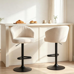 English Elm Elegant Swivel Barstools Set of Two with Adjustable Height and Linen Fabric Cushioned Seats T3971P558030