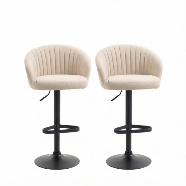 English Elm Elegant Swivel Barstools Set of Two with Adjustable Height and Linen Fabric Cushioned Seats T3971P558030