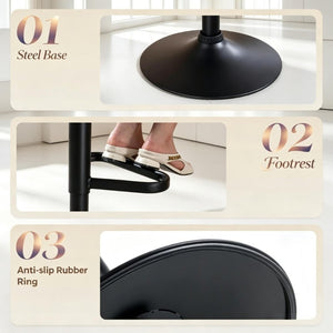 English Elm Elegant Swivel Barstools Set of Two with Adjustable Height and Linen Fabric Cushioned Seats T3971P558030