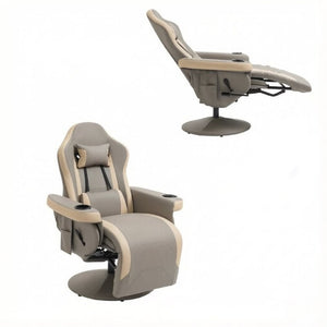 English Elm Multifunctional Racing Style Recliner PU Leather High Back Swivel Chair with Footrest T3971P558252