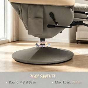 English Elm Multifunctional Racing Style Recliner PU Leather High Back Swivel Chair with Footrest T3971P558252