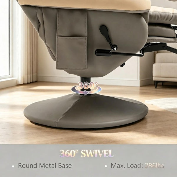 English Elm Multifunctional Racing Style Recliner PU Leather High Back Swivel Chair with Footrest T3971P558252