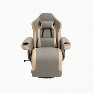 English Elm Multifunctional Racing Style Recliner PU Leather High Back Swivel Chair with Footrest T3971P558252