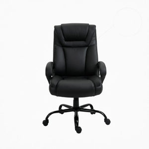 English Elm High-Back Executive PU Leather Chair with Dual Headrest and 400 Lb Steel Base T3971P558303