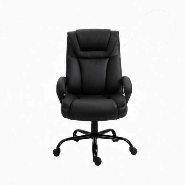 English Elm High-Back Executive PU Leather Chair with Dual Headrest and 400 Lb Steel Base T3971P558303
