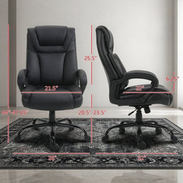 English Elm High-Back Executive PU Leather Chair with Dual Headrest and 400 Lb Steel Base T3971P558303