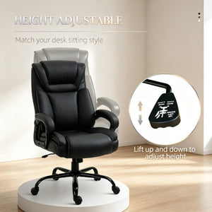 English Elm High-Back Executive PU Leather Chair with Dual Headrest and 400 Lb Steel Base T3971P558303