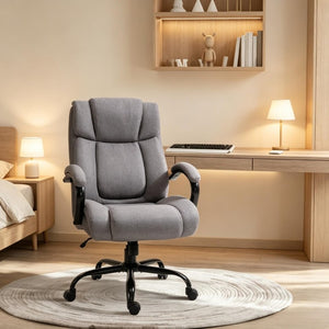 English Elm Modern Ergonomic Task Chair Wide Seat Linen Fabric 485 Lb Big and Tall Office Seating T3971P558323