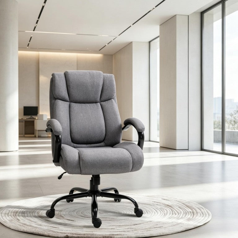 English Elm Modern Ergonomic Task Chair Wide Seat Linen Fabric 485 Lb Big and Tall Office Seating T3971P558323
