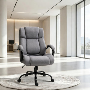 English Elm Modern Ergonomic Task Chair Wide Seat Linen Fabric 485 Lb Big and Tall Office Seating T3971P558323