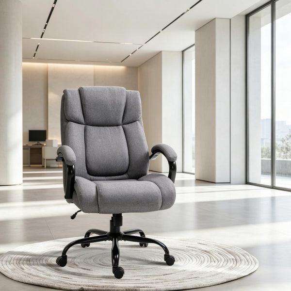 English Elm Modern Ergonomic Task Chair Wide Seat Linen Fabric 485 Lb Big and Tall Office Seating T3971P558323