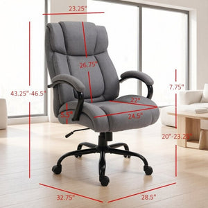 English Elm Modern Ergonomic Task Chair Wide Seat Linen Fabric 485 Lb Big and Tall Office Seating T3971P558323