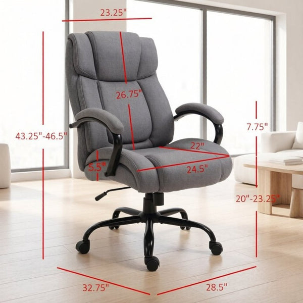 English Elm Modern Ergonomic Task Chair Wide Seat Linen Fabric 485 Lb Big and Tall Office Seating T3971P558323