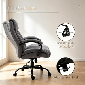 English Elm Modern Ergonomic Task Chair Wide Seat Linen Fabric 485 Lb Big and Tall Office Seating T3971P558323