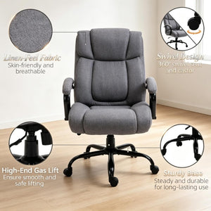 English Elm Modern Ergonomic Task Chair Wide Seat Linen Fabric 485 Lb Big and Tall Office Seating T3971P558323