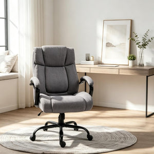 English Elm Modern Ergonomic Task Chair Wide Seat Linen Fabric 485 Lb Big and Tall Office Seating T3971P558323