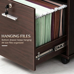English Elm Versatile Walnut Rolling Cabinet with Locking Drawer Open Shelf and Printer Stand T3971P562703