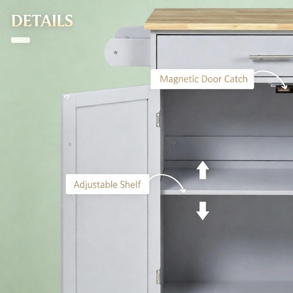 English Elm Rolling Kitchen Island Cart with Drawer Storage Rubberwood Build and Locking Casters T3971P562727