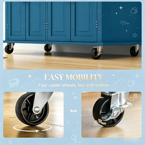 English Elm Versatile Rolling Kitchen Cart with Rubberwood Top Dual Drawers and Adjustable Shelving T3971P562745