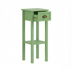 English Elm 2-Tier MDF End Table with Slide-Out Drawer and Open Shelf for Bedroom or Living Room T3971P562769