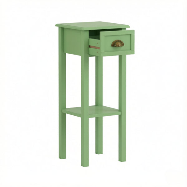 English Elm 2-Tier MDF End Table with Slide-Out Drawer and Open Shelf for Bedroom or Living Room T3971P562769