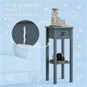 English Elm 2-Tier Gray MDF Nightstand Set with Slide-Out Drawer and Open Storage Shelf T3971P562774