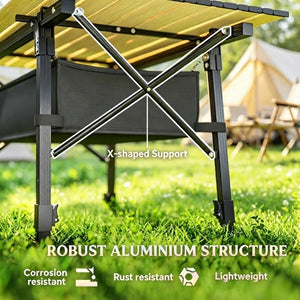 English Elm Compact Aluminum Folding Camp Table with Storage Basket for Outdoor Adventures T3971P563069