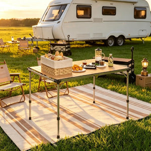 English Elm Versatile Aluminum Folding Camp Table Rust Proof Adjustable Legs for Outdoor Adventures T3971P563098
