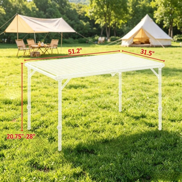English Elm Versatile Aluminum Folding Camp Table Rust Proof Adjustable Legs for Outdoor Adventures T3971P563098
