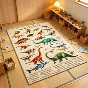 English Elm Educational Dinosaur Play Rug Soft Polyester Prehistoric Chart for Kids Playroom T3971P567189