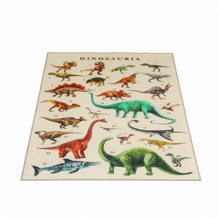 English Elm Educational Dinosaur Play Rug Soft Polyester Prehistoric Chart for Kids Playroom T3971P567189