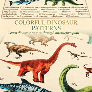 English Elm Educational Dinosaur Play Rug Soft Polyester Prehistoric Chart for Kids Playroom T3971P567189