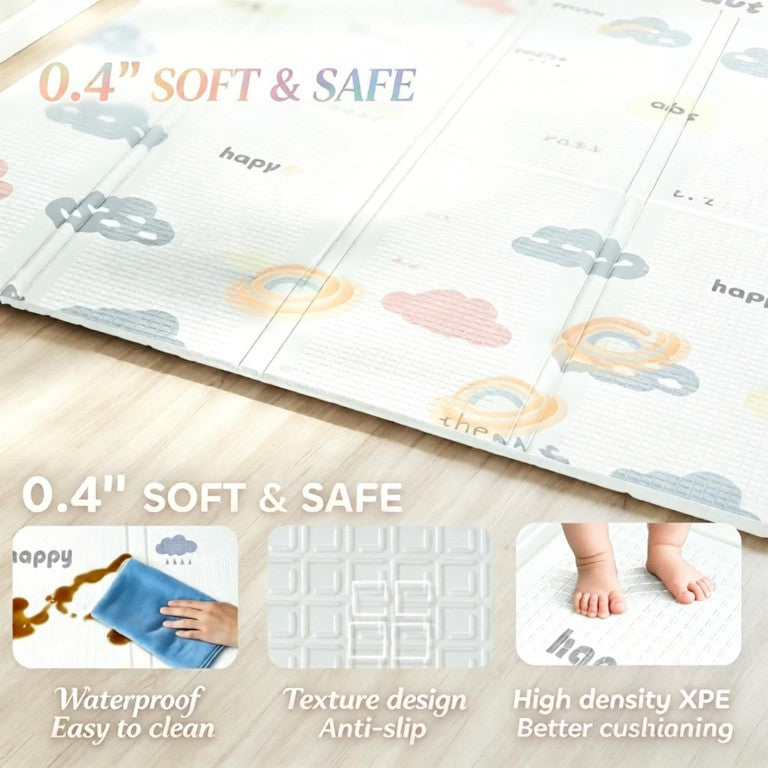 English Elm Lightweight Reversible Foam Baby Play Mat with Alphabet and Cloud Cushioned Surface T3971P567215