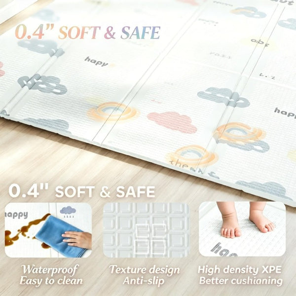 English Elm Lightweight Reversible Foam Baby Play Mat with Alphabet and Cloud Cushioned Surface T3971P567215